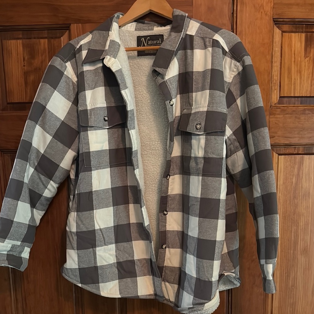 Natural Reflections Black and White Plaid Shirt Jacket